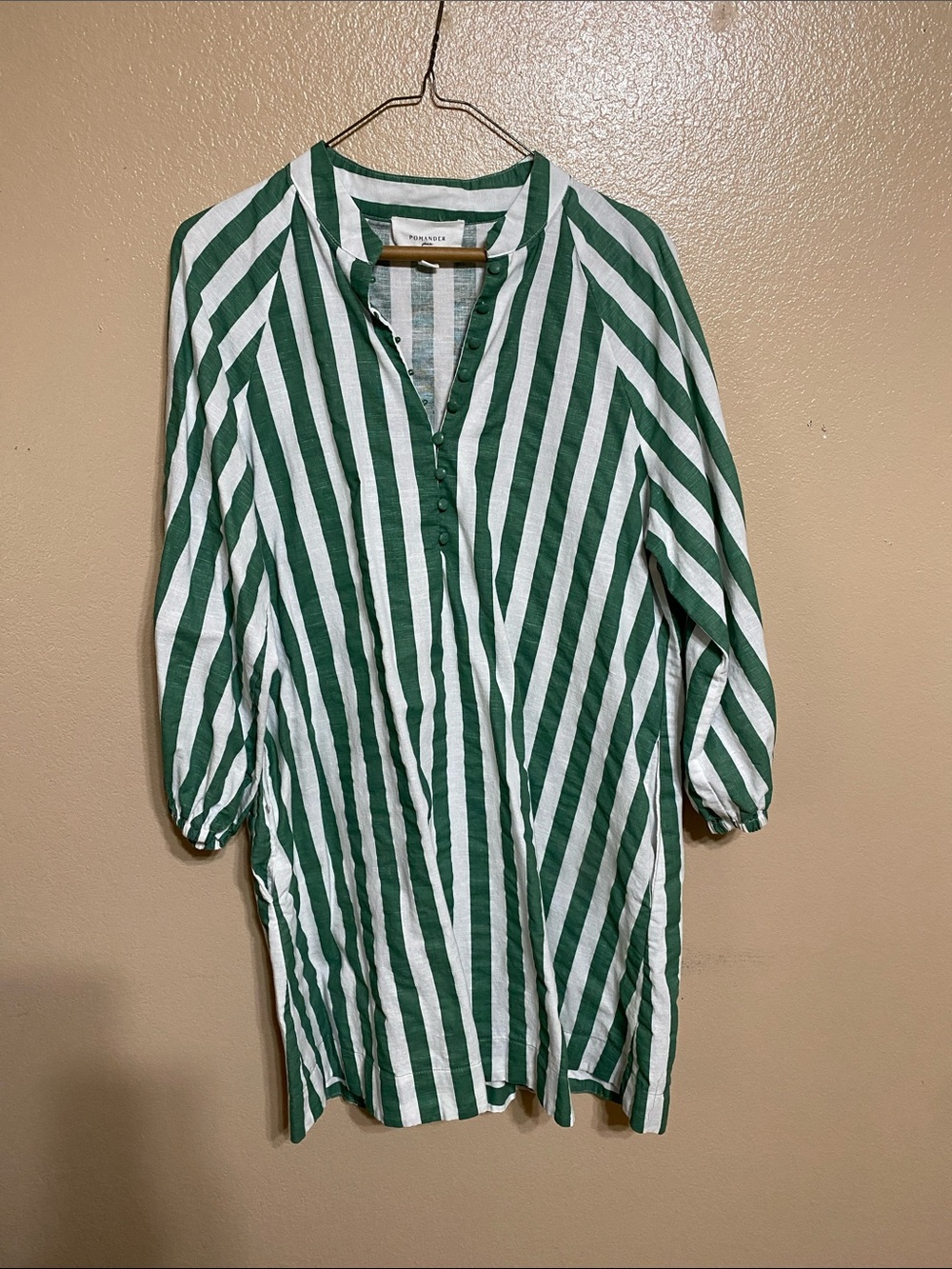 Pomander Place Green & White Striped Long Sleeve Tunic